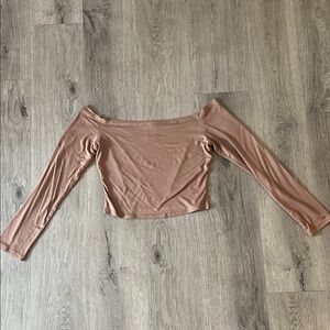 Chic Brown Off-Shoulder Crop Top
